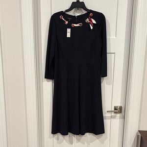 Talbots Navy Dress with Red and White Details